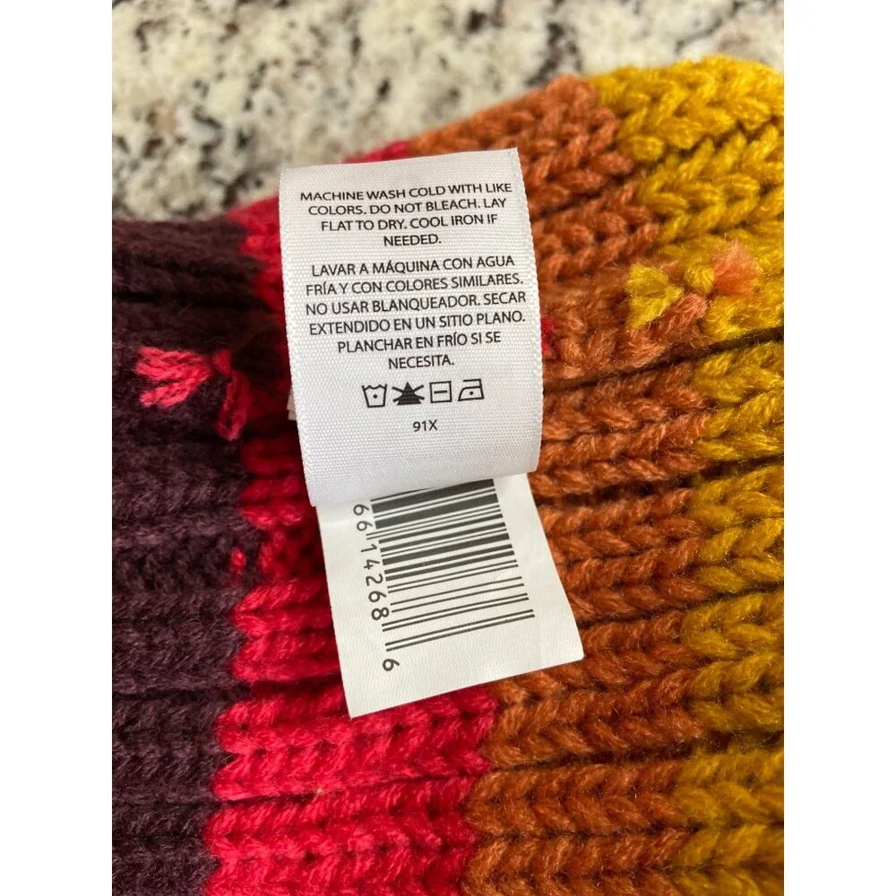 No Boundries Toboggan Beanie Unisex One Size Multicolor Stripe Knit Pom Cozycore - Picture 5 of 8